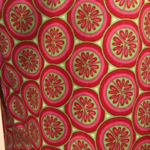 Escapada Tunic Dress Abalone Buttons Citrus Pattern Print Pink Green Size Small - Picture 10 of 14